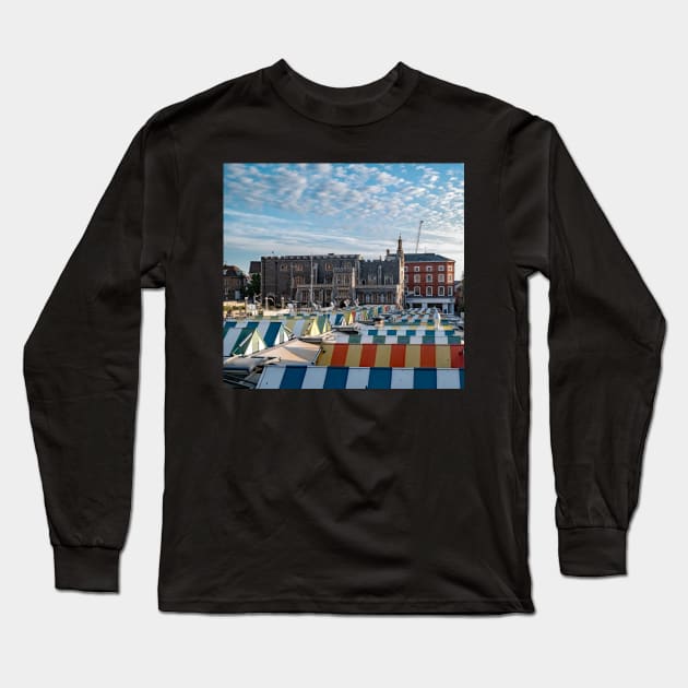 A view across the outdoor market in the city of Norwich Long Sleeve T-Shirt by yackers1